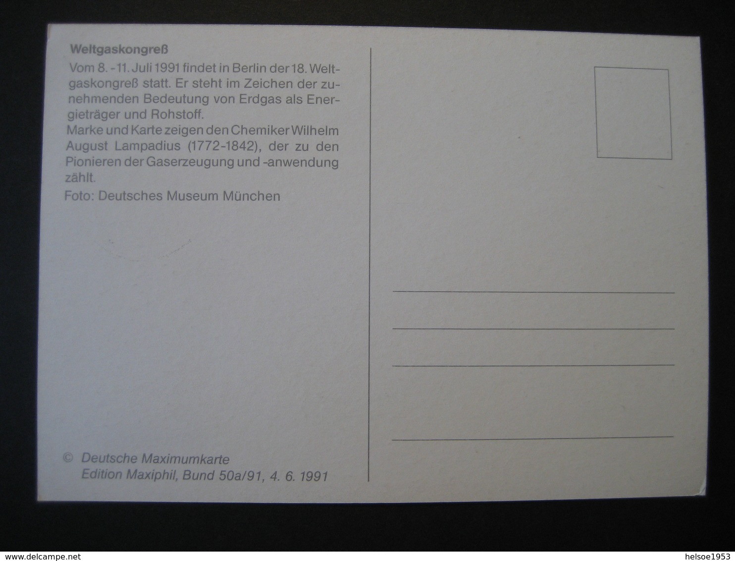 Deutschland BRD Maxicard 1991- Maxicard - Weltgaskongress - Sonstige & Ohne Zuordnung