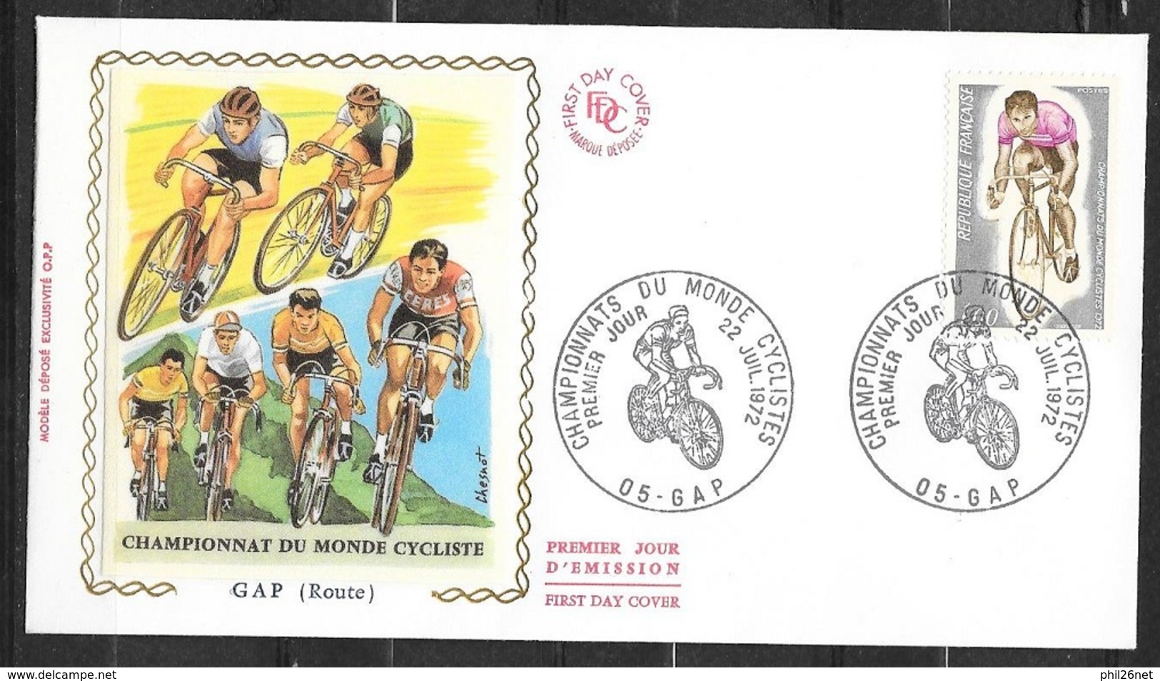 FDC  Lettre Illustrée Premier Jour Gap 22/07/1972  N° 1724 Championnat Du Monde Cyclisme TB  - Ciclismo
