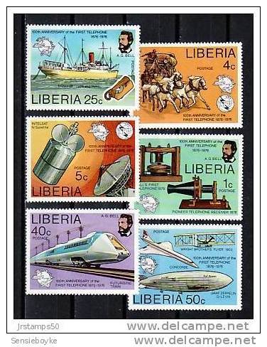 K7573-  Set  MNH LIBERIA  Scott Cat. #742-747. First Telephone 1976 - Liberia