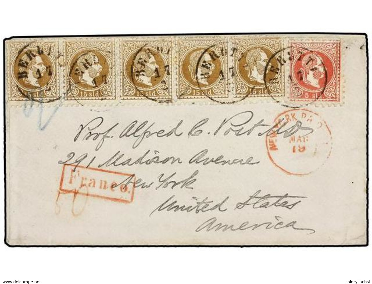 20 LEVANTE: CORREO AUSTRIACO. Mi.3, 5. (1870 Ca.). Austrian Levant <B>5s.</B> Red And <B>15s.</B> Brown In A Hotizontal  - Autres & Non Classés