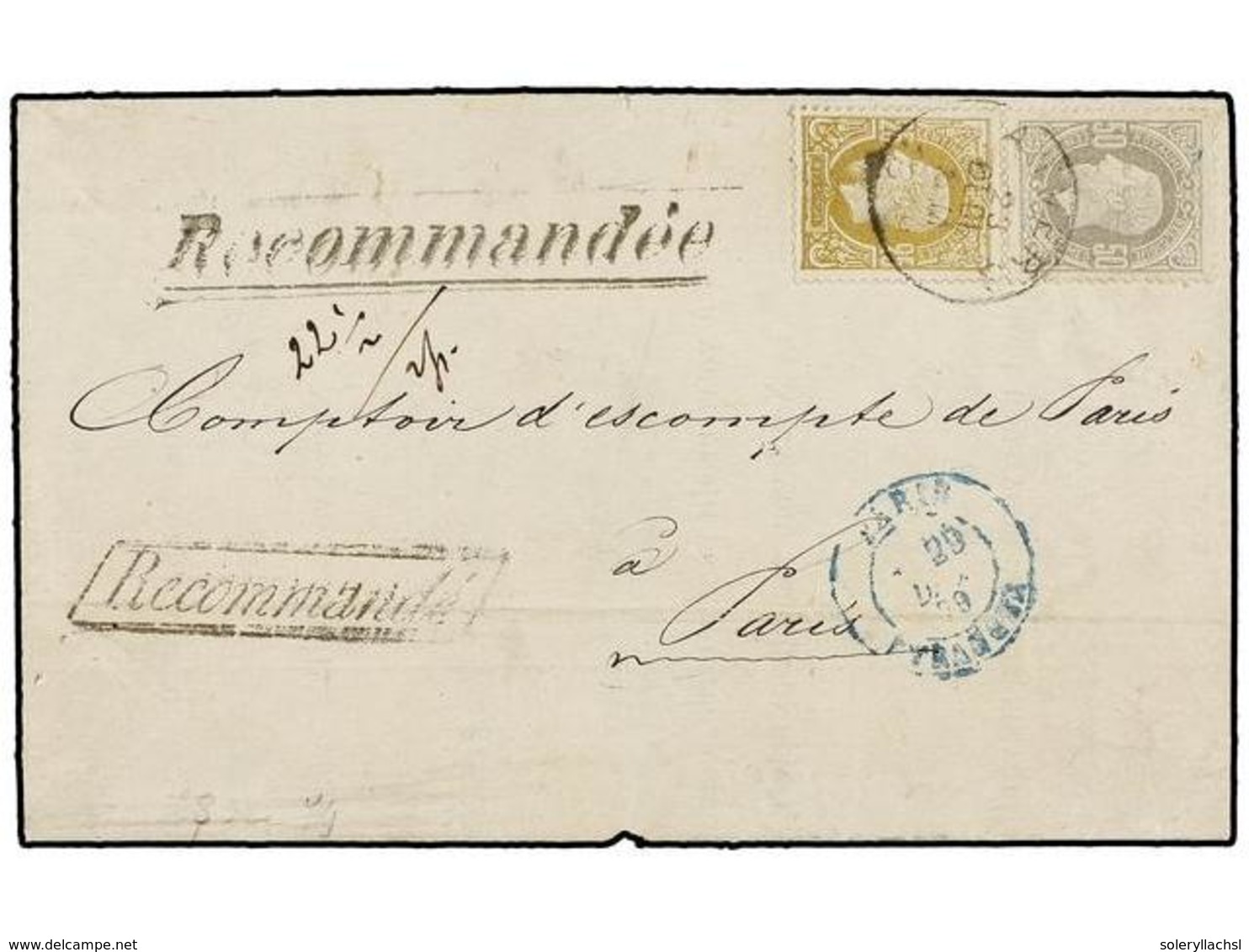 114 BELGICA. Of.32, 35. 1878. ANVERS To PARIS. Folded Letter Franked With <B>25 Cts.</B> Olive And <B>50 Cts.</B> Grey S - Sonstige & Ohne Zuordnung