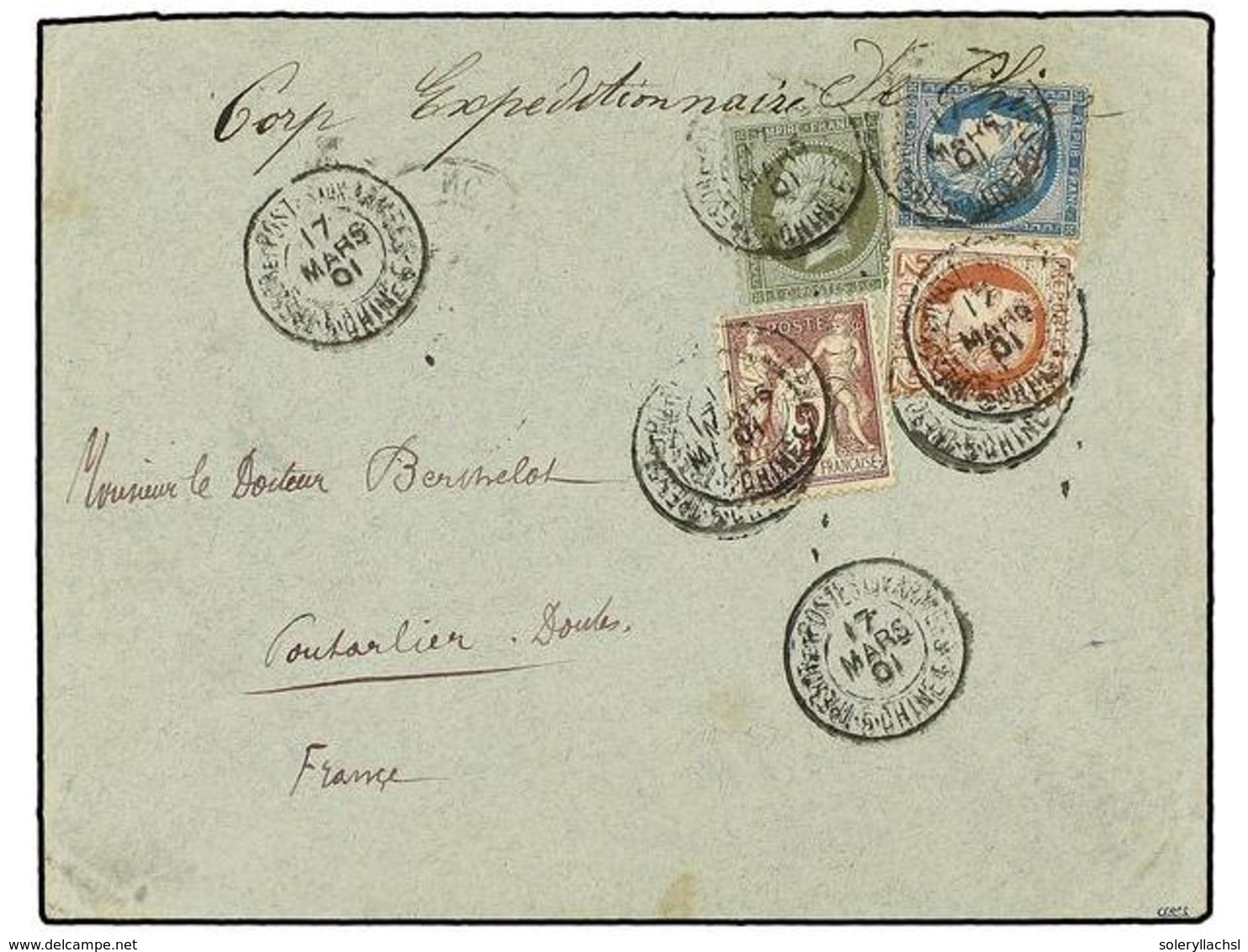 170 CHINA. 1901. CHINA To FRANCE. Envelope Franked With <B>1 Cts.</B>, <B>2 Cts.</B> (2) And<B> 20 Cts.</B> French Stamp - Other & Unclassified