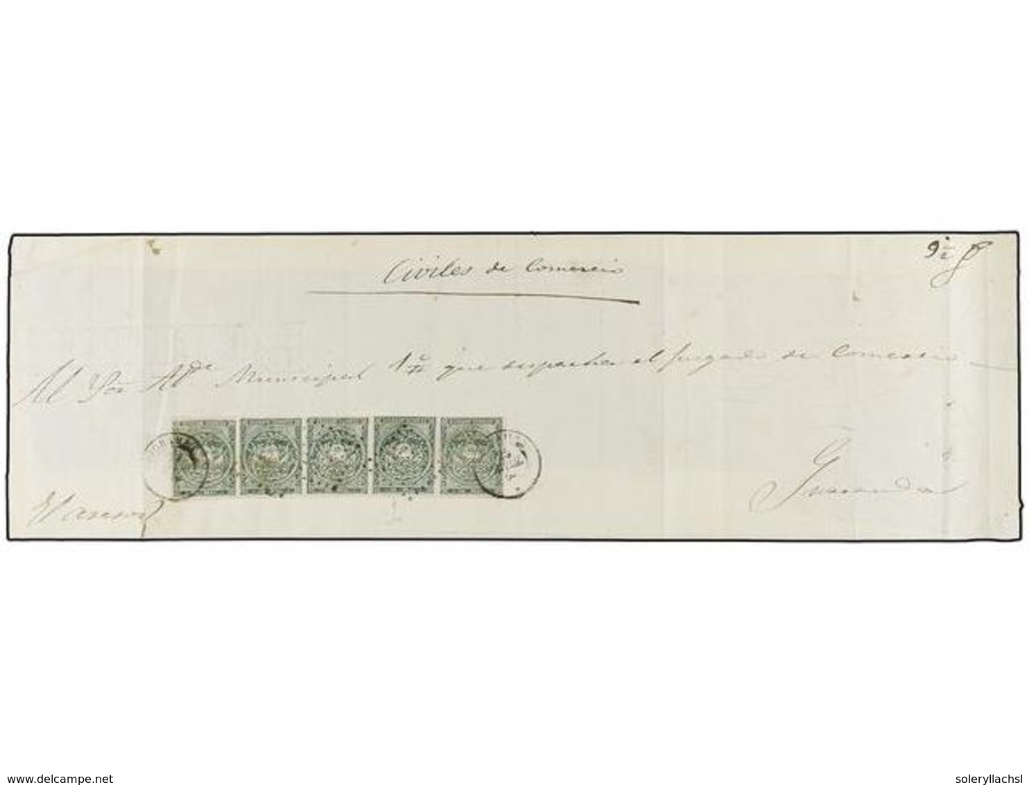 201 ECUADOR. Sc.5 (5). (1868 CA.). RIO BAMBA A GUARANDA. Frente De PLICA JUDICIAL Franqueado Con Una Tira Del <B>1 Real< - Autres & Non Classés