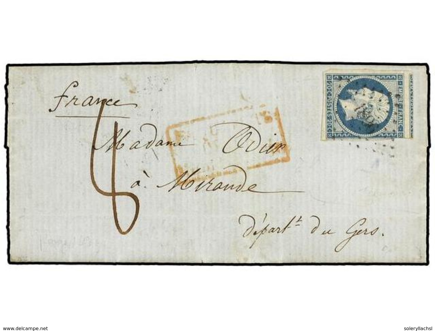 296 MALTA. 1854. MALTA A FRANCIA. <B>GUERRA DE CRIMEA.</B> Carta Escrita <I>'A Bordo Du Telemaque Paquebot A Vapeur Deva - Autres & Non Classés