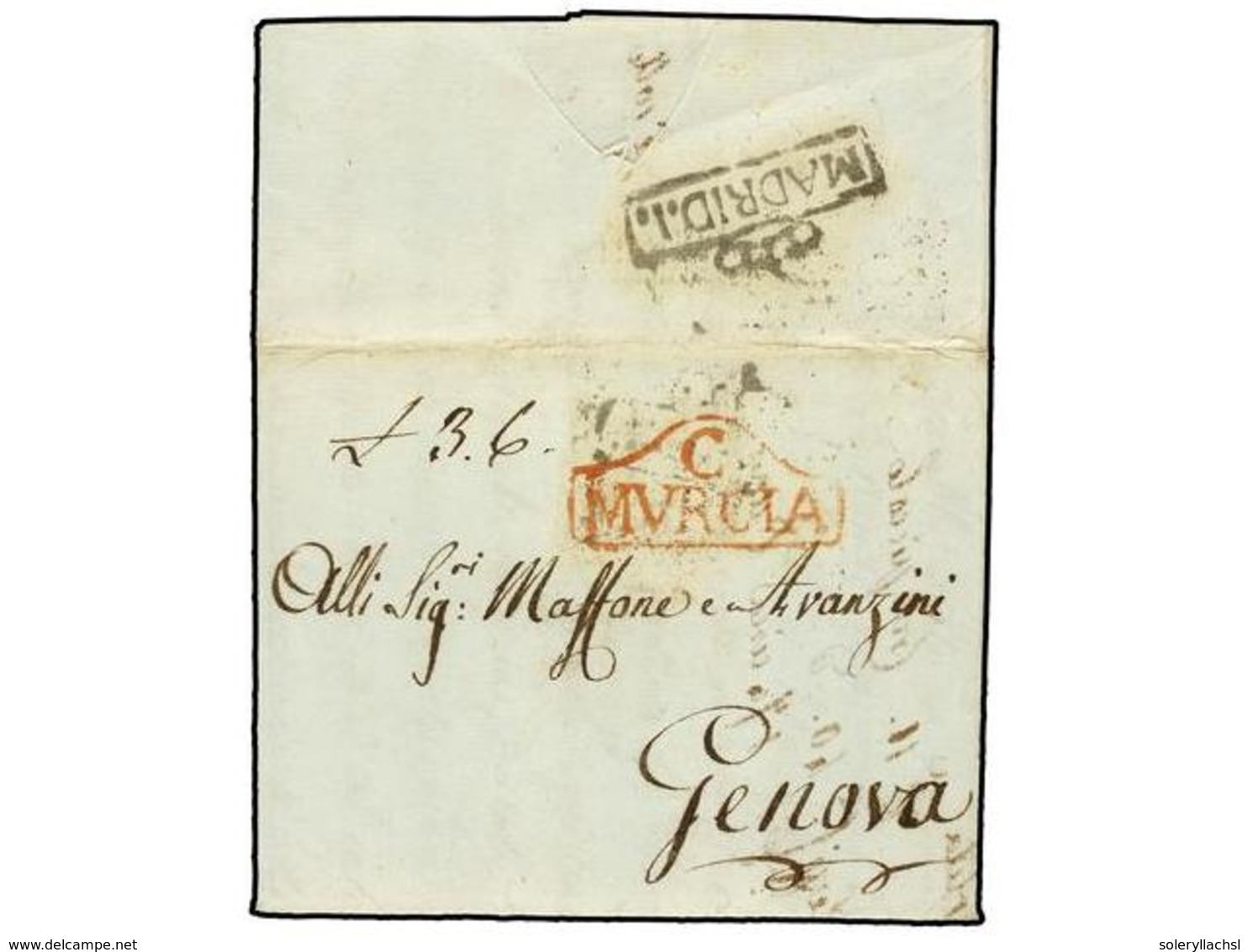 395 AFRICA. 1796 (21 Enero). <B>OFICINA POSTAL ESPAÑOLA EN ALGER. </B>ALGER A GENOVA (Italia). Carta Completa Escrita Po - Andere & Zonder Classificatie