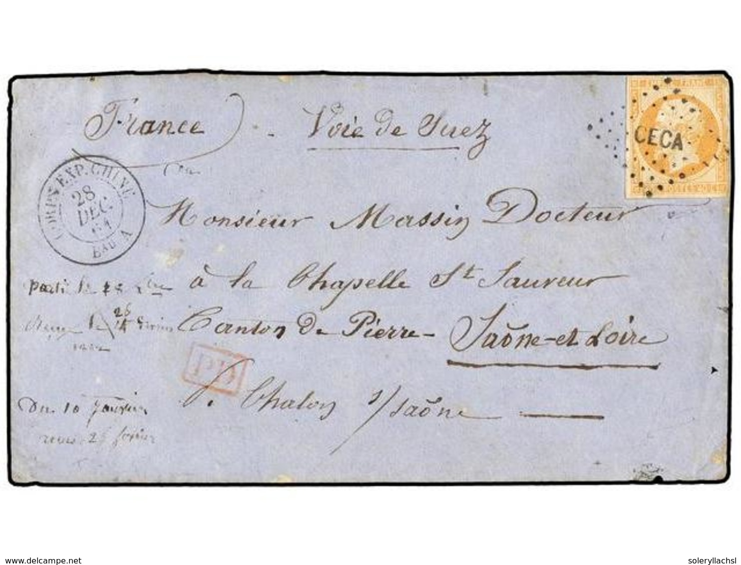 416 INDOCHINA. 1861 (28 December). <B>CAMPAÑA FRANCO ESPAÑOLA EN COCHINCHINA 1858-62. </B> DAN-HAM (Da-Nang. Touranne) A - Andere & Zonder Classificatie