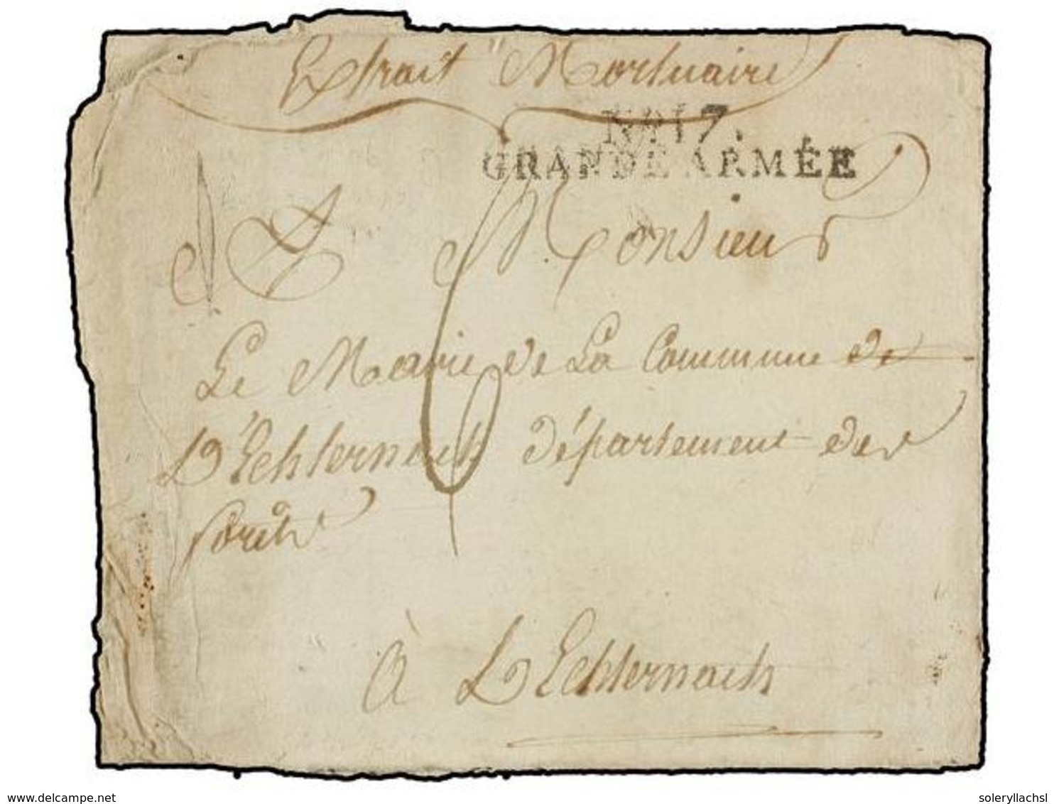 461 ALEMANIA. 1806 (October 14). ECKARTSBERG To FRANCE. Entire Letter <B>EXTRAIT MOUTUAIRE </B>(Mortuary Extract) With < - Sonstige & Ohne Zuordnung