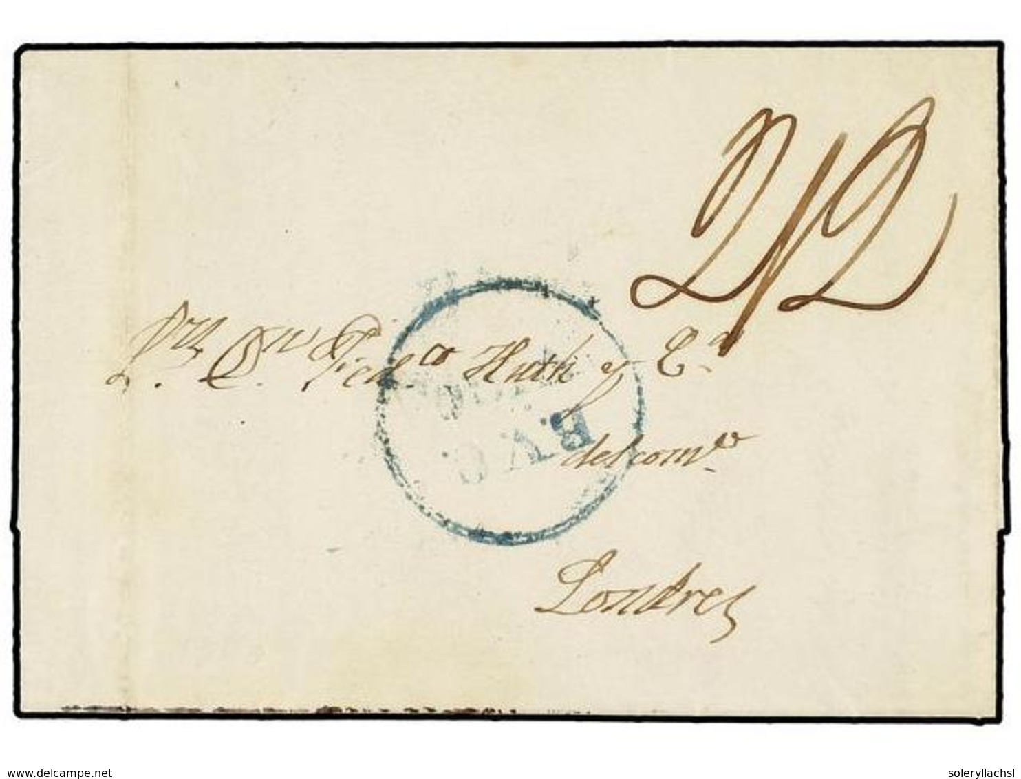478 GRAN BRETAÑA. 1840 (September 21). SANTIAGO (Spain) To LONDON. Entire Letter Via British Mail. Blue <B>B.V.C/VIGO</B - Sonstige & Ohne Zuordnung