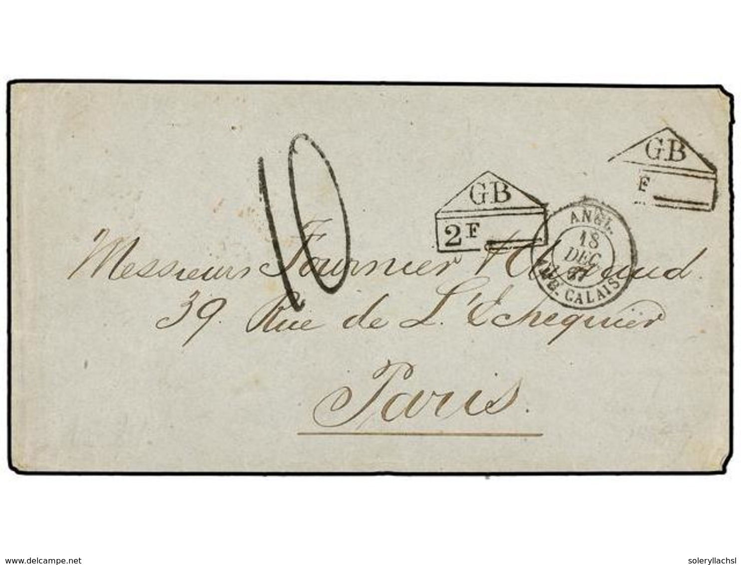 550 JAMAICA. 1867. Cover To PARIS Sent Unpaid Struck On Reverse With <B>KINGSTON / JAMAICA</B> Cds Of Despatch; Sent Via - Other & Unclassified