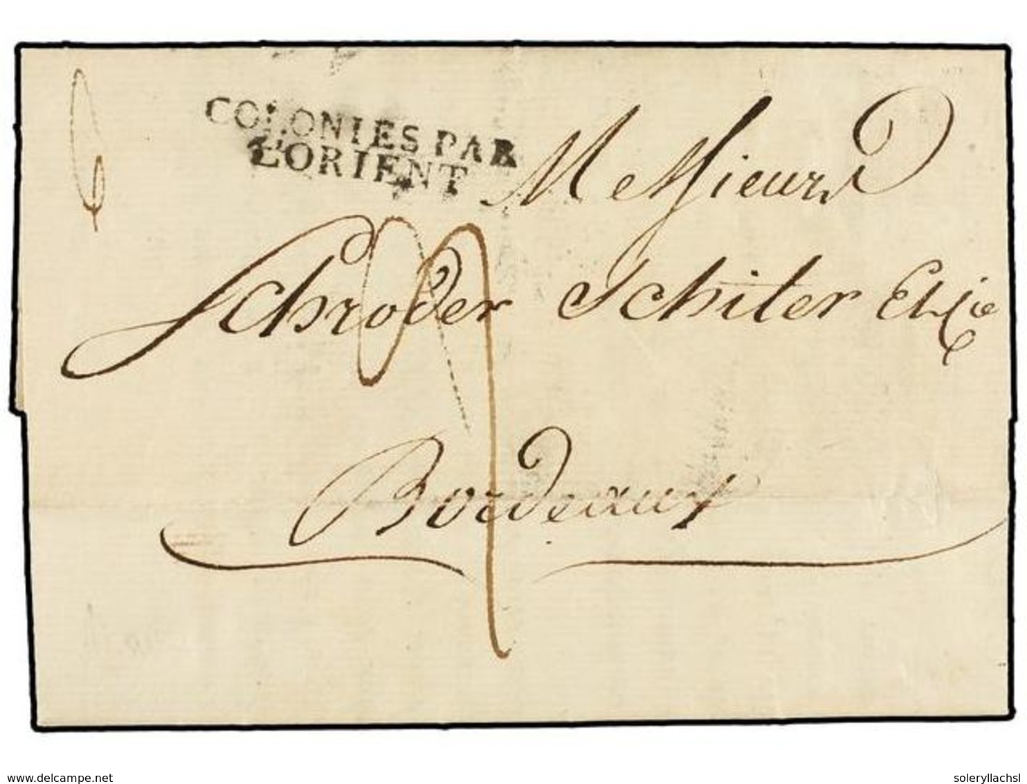 570 MAURICIO. 1802 (November 21). PORT N. E. ISLE DE FRANCE To BORDEAUX. Entire Letter With <B>COLONIES PAR/L'ORIENT </B - Andere & Zonder Classificatie