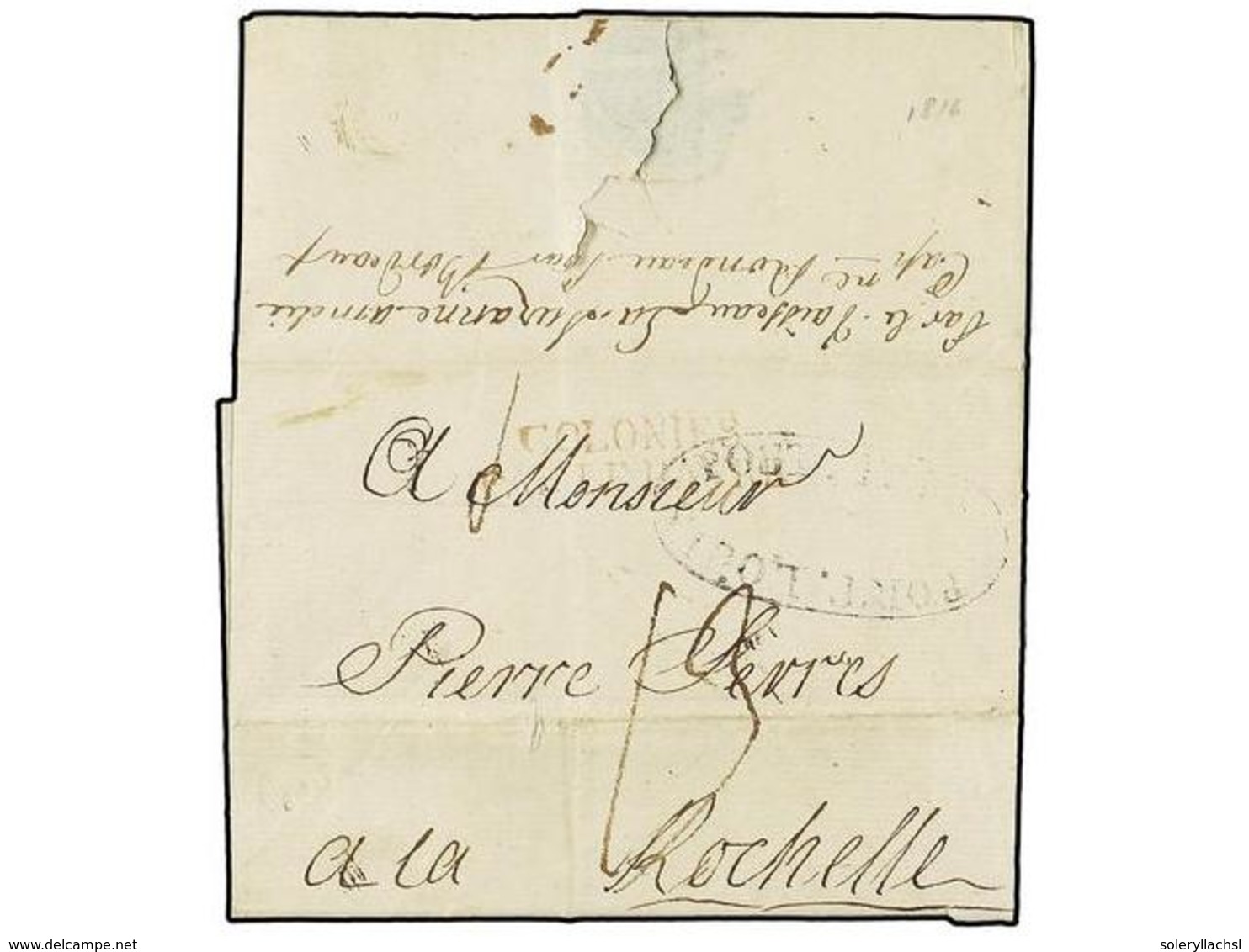 572 MAURICIO. 1816 (March 24). ISLE MAURICE To LA ROCHELLE. Entire Letter With Oval <B>PORT.LOUIS/POST. PAID</B> And Red - Autres & Non Classés