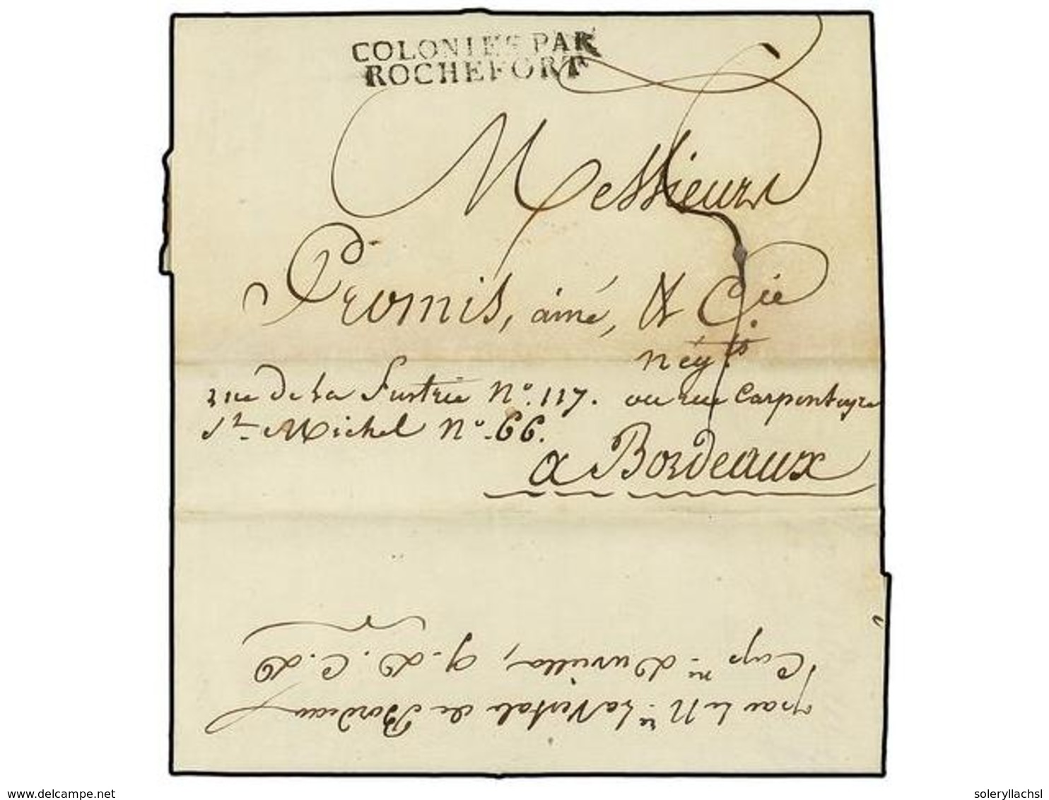 573 MAURICIO. 1816 (June 22). PORT LOUIS To BORDEAUX. Entire Letter With <B>COLONIES PAR/ROCHEFORT</B> Entry Mark (salle - Altri & Non Classificati