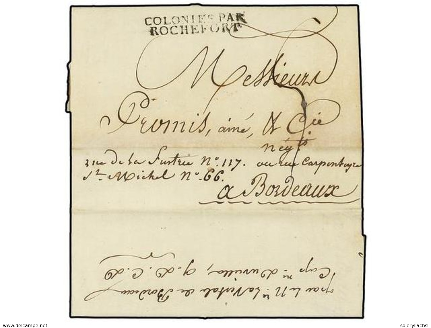 573 MAURICIO. 1816 (June 22). PORT LOUIS To BORDEAUX. Entire Letter With <B>COLONIES PAR/ROCHEFORT</B> Entry Mark (salle - Autres & Non Classés