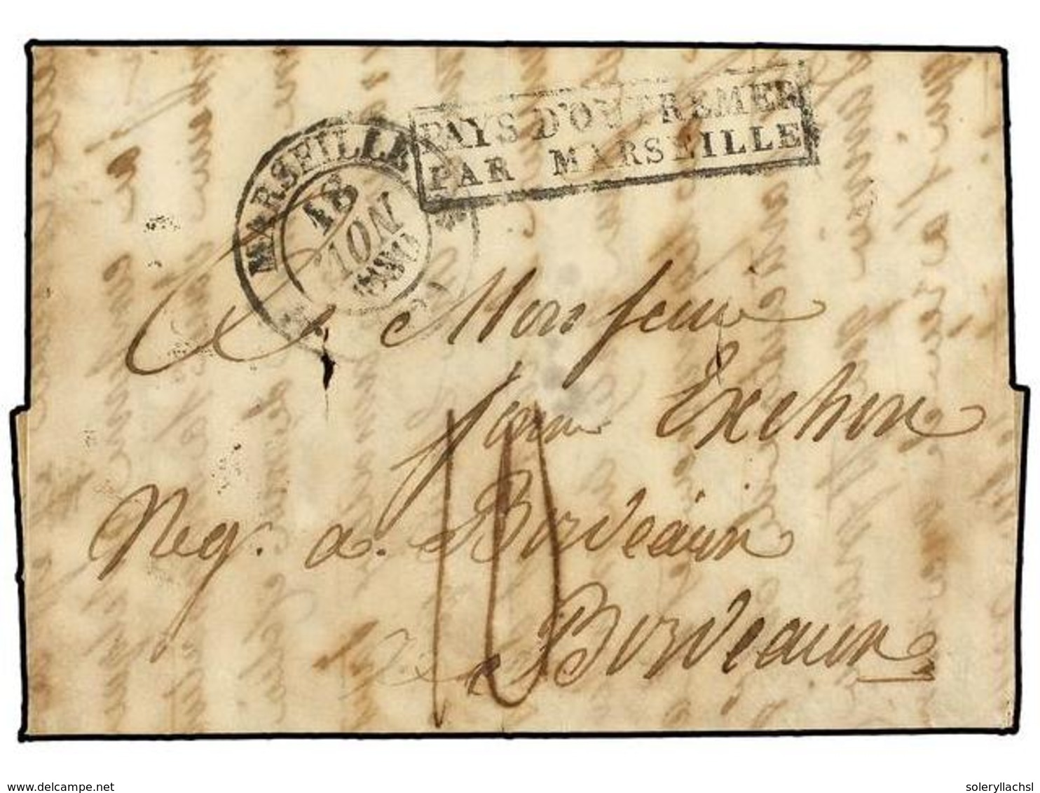 582 MAURICIO. 1830. PORT LOUIS To BORDEAUX. Entire Letter With <B>PAYS D'OUTREMER/PAR MARSEILLE</B> Y <B>MARSEILLE</B> C - Andere & Zonder Classificatie