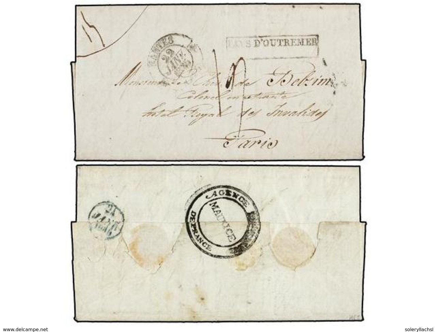 583 MAURICIO. 1834. PORT LOUIS To PARIS. Entire Letter Wtih <B>AGENCE CONSULAR DE FRANCE/MAURICE</B> On Reverse. On Fron - Andere & Zonder Classificatie