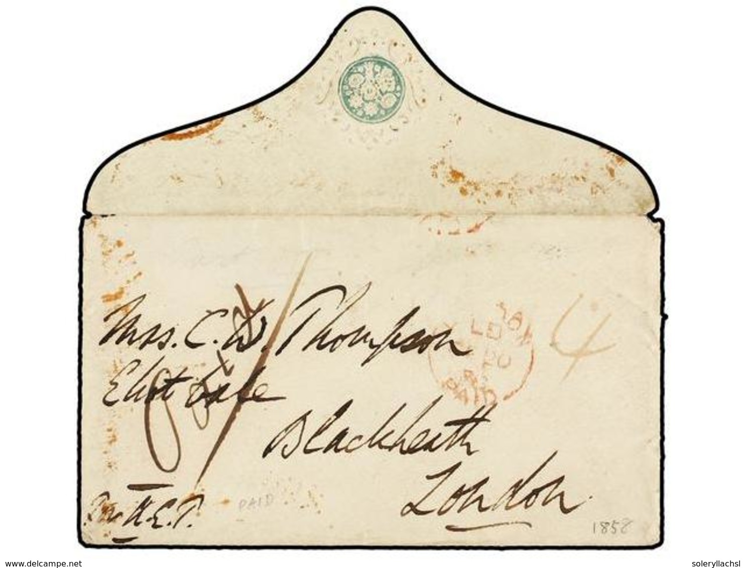 595 MAURICIO. 1858. PORT LOUIS To LONDON. Lady's Envelope, Endorsed <I>'Paid'</I> And <I>'4' </I>pence. On Reverse Red < - Andere & Zonder Classificatie