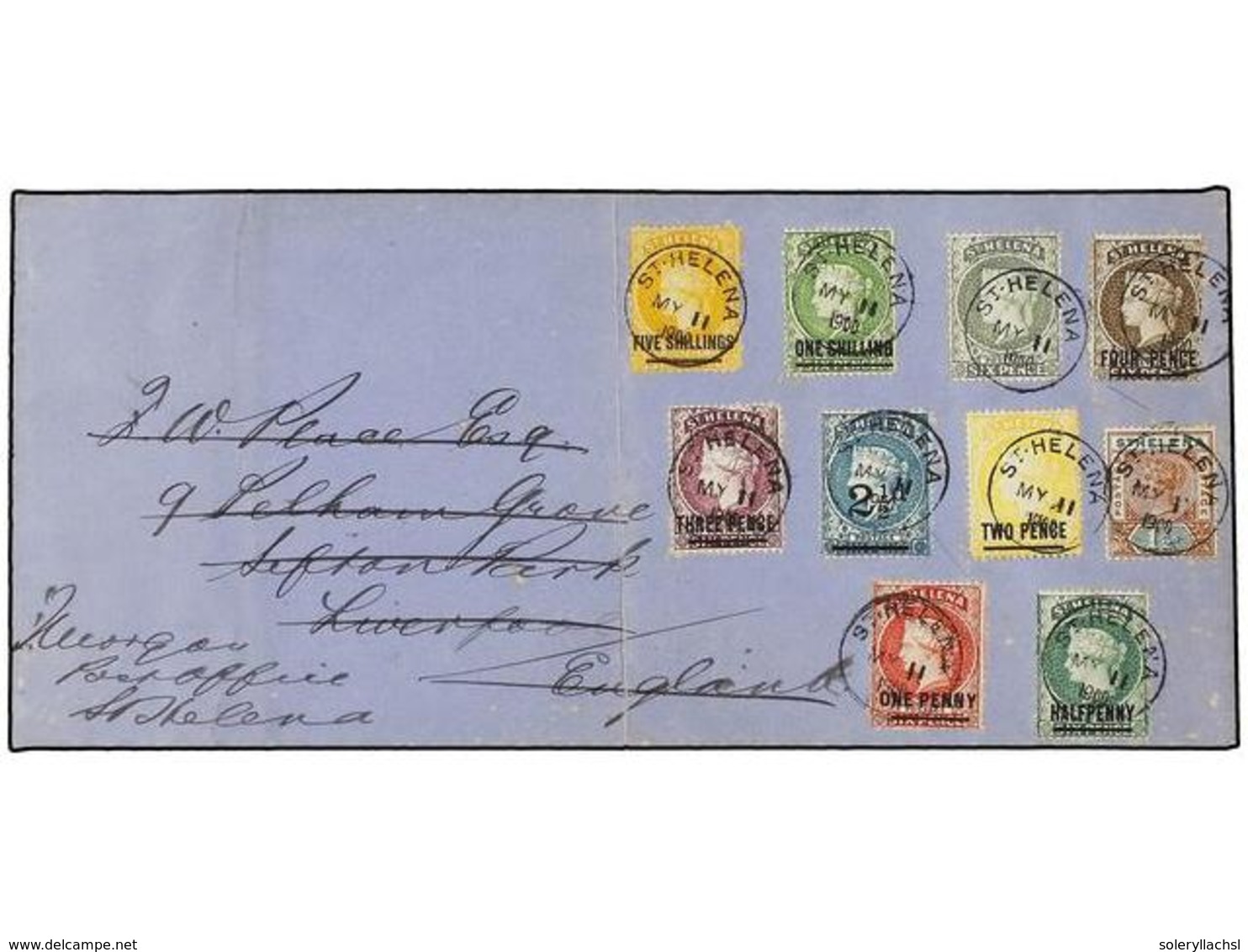 619 SANTA HELENA. Sg.20, 34/45. 1900. SAINT HELENA To LIVERPOOL And Redirected To Post Office In Saint Helena. SPECTACUL - Autres & Non Classés