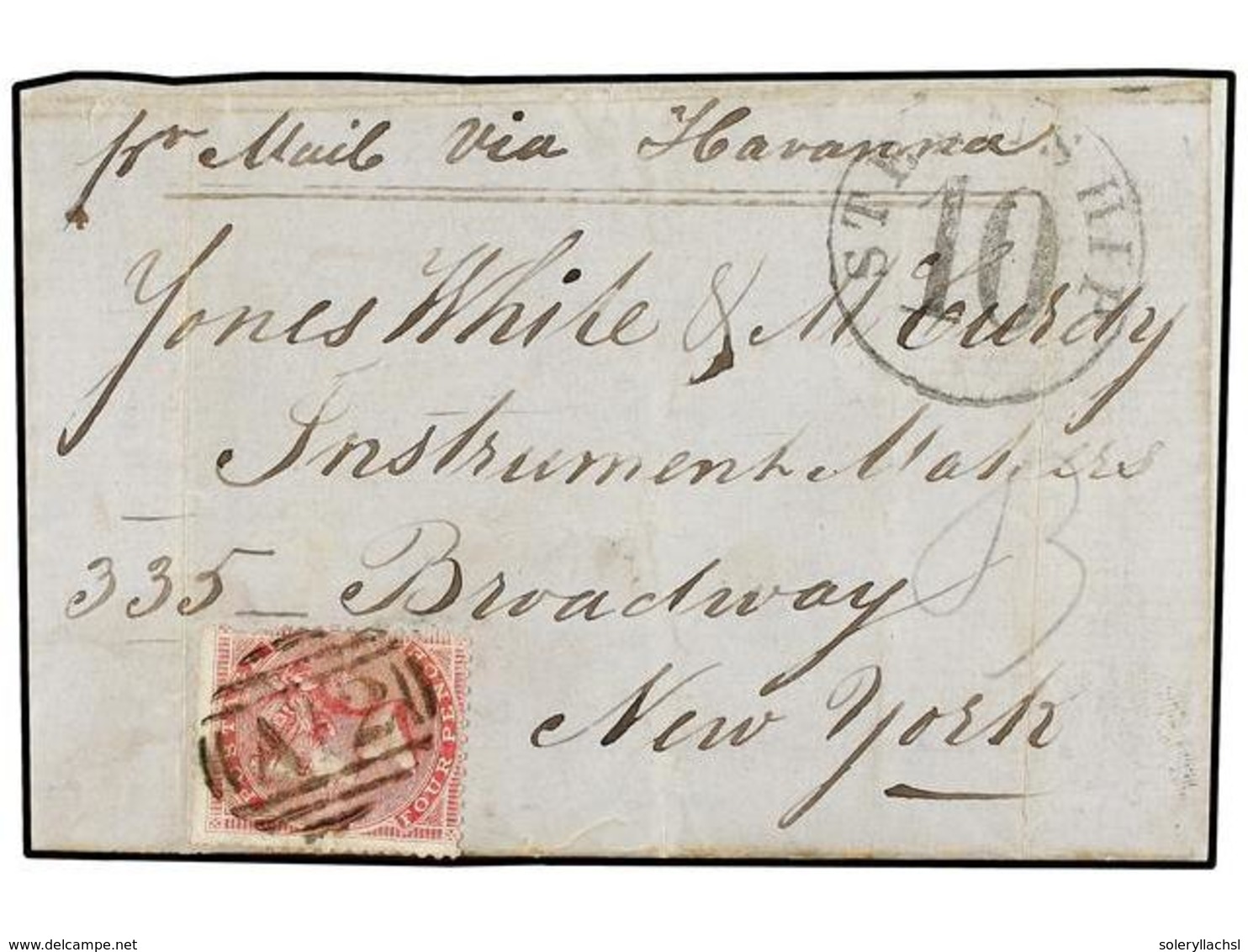 623 SAN KITTS-NEVIS. 1859. ST. KITTS To NEW YORK (Usa). Entire Letter, Endorsed <I>'pr. Mail Via Havanna'</I> Bearing GB - Other & Unclassified