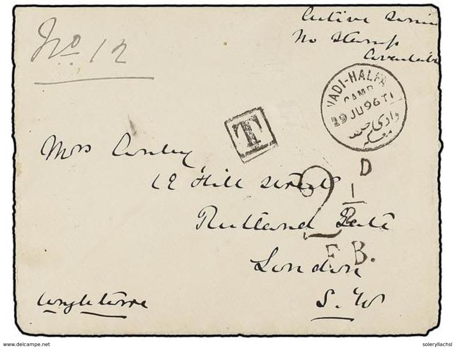 633 SUDAN. 1896 (June 29). <B>MAHDISTA WAR. FIRKET BATTLE (June 7, 1896)</B>. Envelope With Full Contents Datalined <I>' - Autres & Non Classés