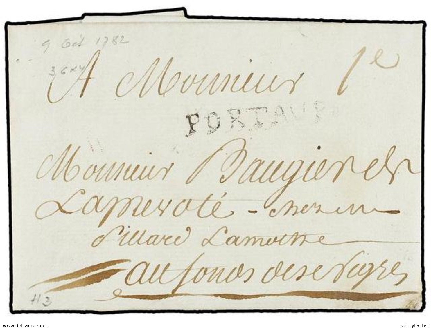 652 HAITI. 1782. PORT AU PRINCE To AU FOND DES NEGRES. Entire Letter Straight Line <B>PORT AU P. </B>Unusual Domestic Le - Other & Unclassified