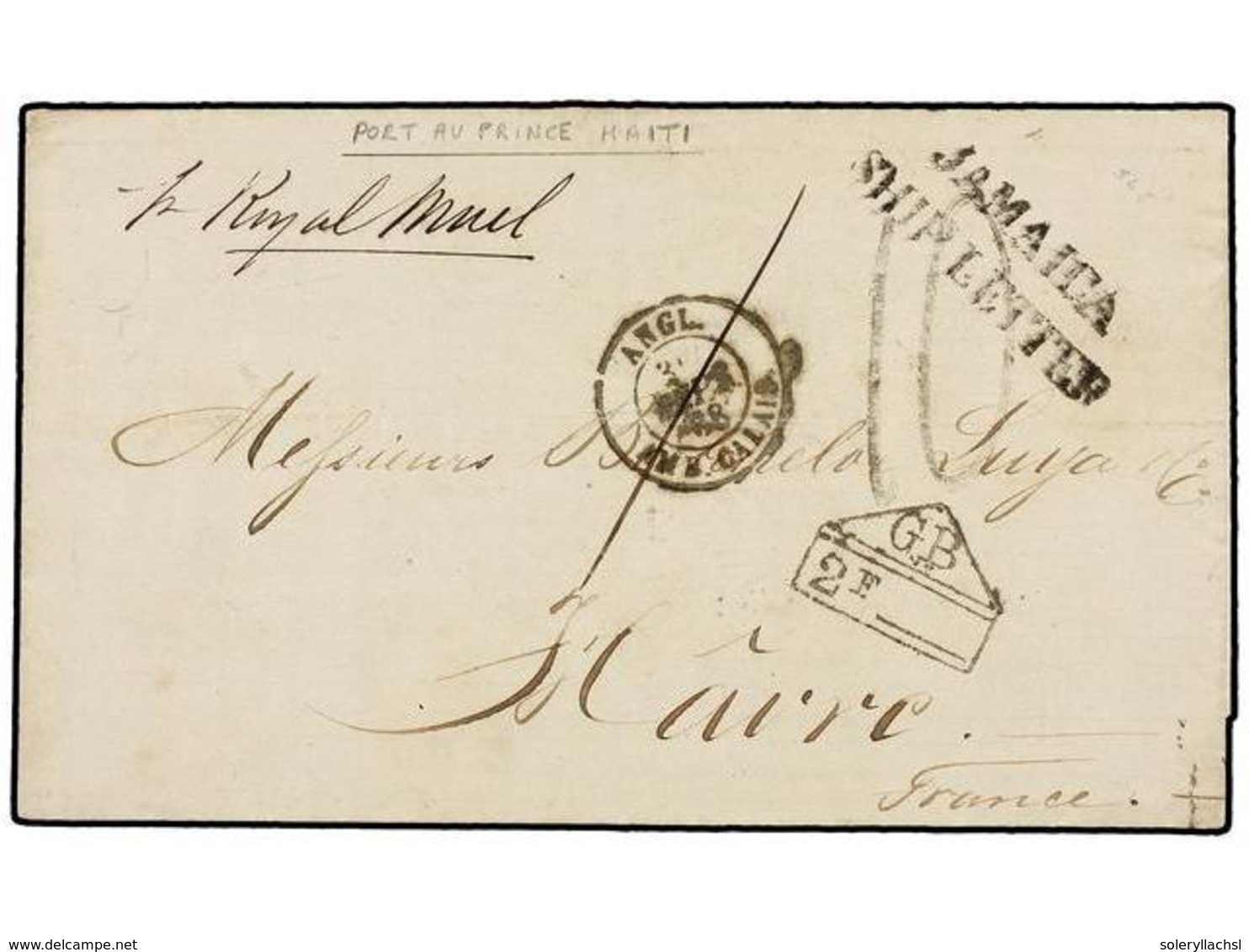 653 HAITI. 1868. PORT AU PRINCE To FRANCE. Letter Sheet Endorsed <I>'p. Royal Mail'</I> Send Via Jamaica And London, Wit - Autres & Non Classés