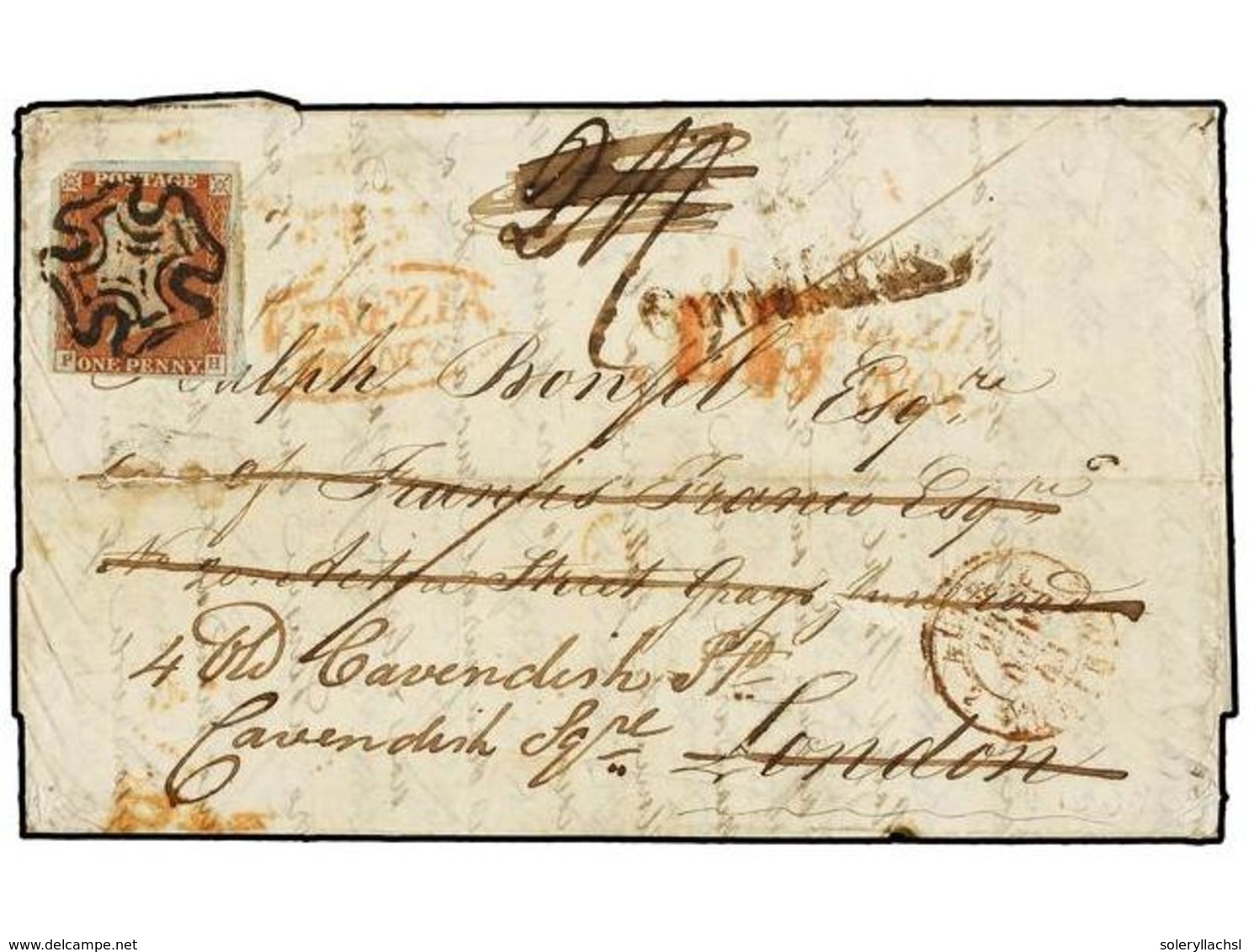 658 ITALIA ANTIGUOS ESTADOS: LOMBARDO-VENECIA. 1841. VENEZIA A LONDRES. Carta Enviada Con El Porte Pagado. Marca <B>VENE - Autres & Non Classés