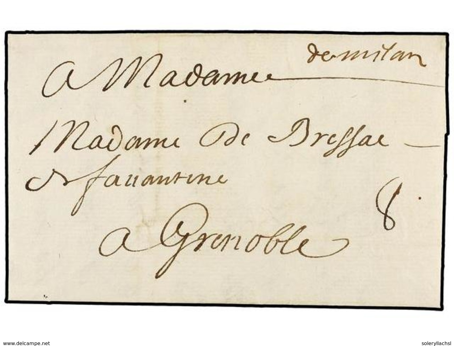 673 ITALIA. 1705 (14 Agosto). <B>GUERRA DE SUCESIÓN ESPAÑOLA. </B>MILAN A GRENOBLE.<B> </B>Carta Completa, Manuscrito <I - Andere & Zonder Classificatie