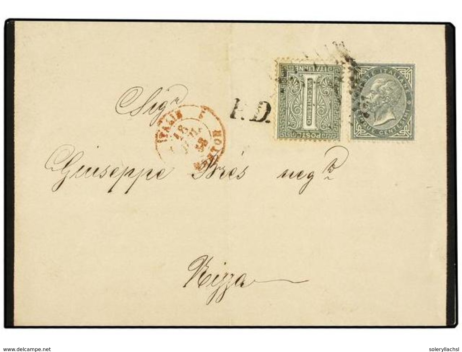 677 ITALIA. 1868. VENTIMIGLIA A NIZZA. Impreso Circulado Con Sellos De <B>1 Cto.</B> Verde Y <B>5 Cts.</B> Verde. Rara T - Other & Unclassified