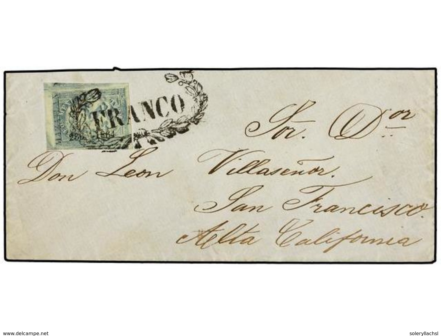 720 MEXICO. (1864 CA.). <B>1 R.</B> Blue, Good To Huge Margins With Small <B>236 1864</B> And Horizontal <B>MAZATLAN</B> - Andere & Zonder Classificatie