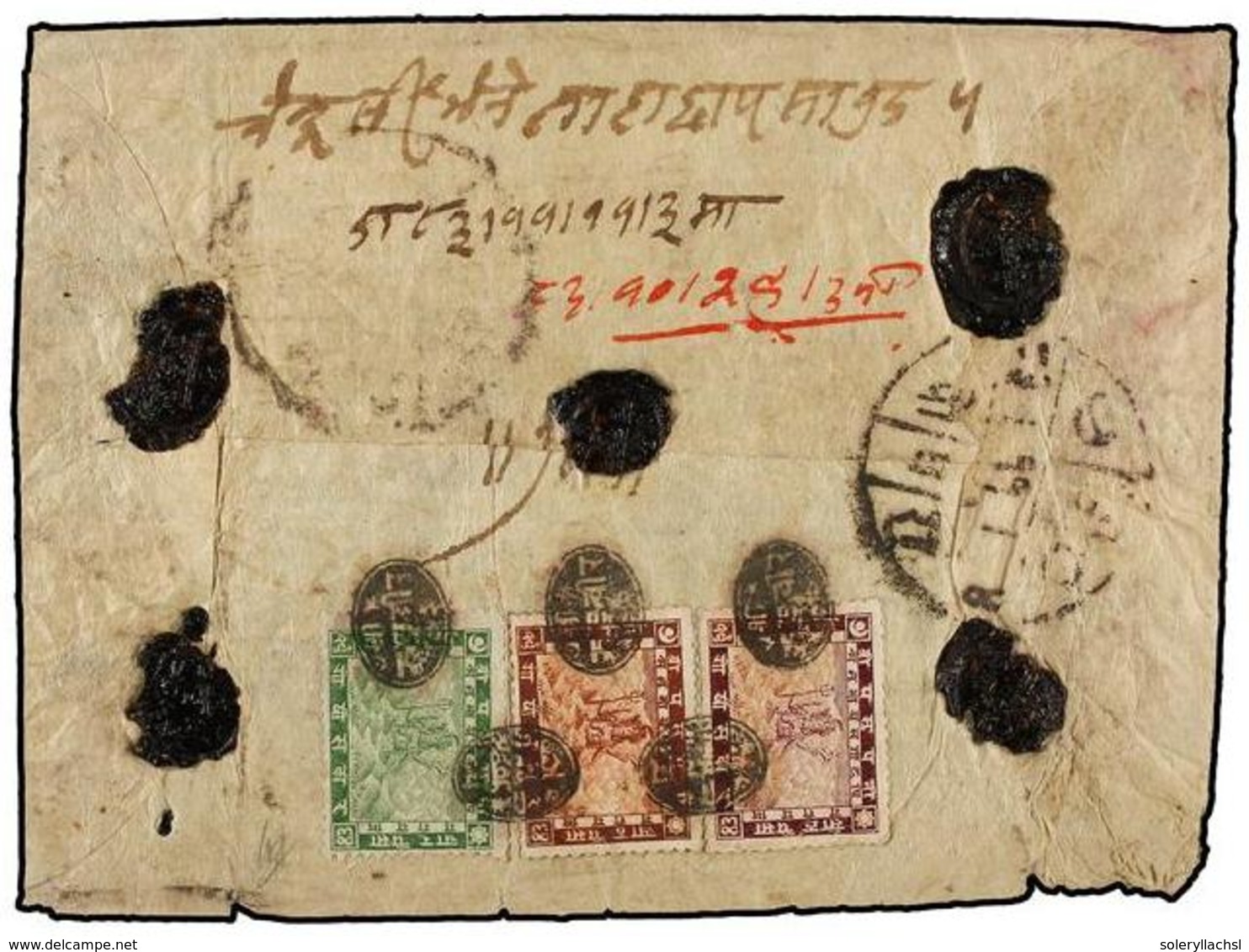 745 NEPAL. Mi.22, 23, 24. 1926 (Feb.). From A Post Office Near POKHARA (Western Nepal) To KATHMANDU. Double-weight Regis - Other & Unclassified