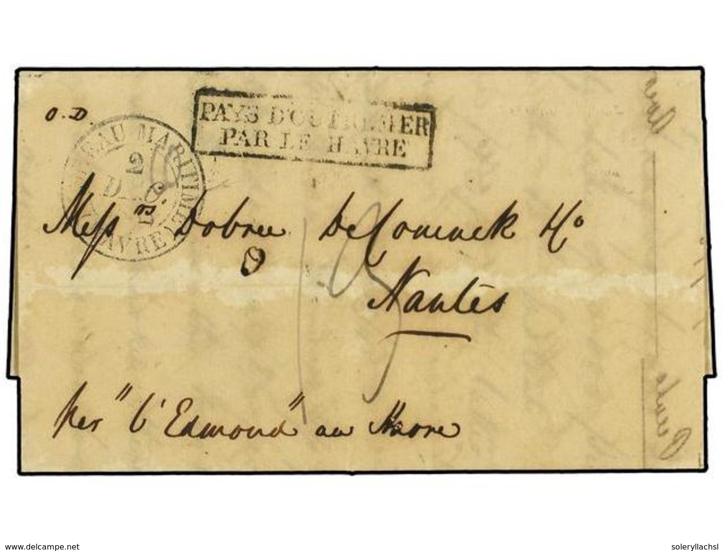 754 INDIA HOLANDESA. 1835 (Aug 8). Entire Letter From BATAVIA To NANTES, Endorsed <I>'per L'Edmond Au Havre'</I>, Struck - Andere & Zonder Classificatie