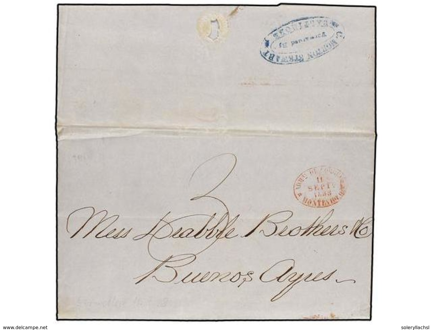 894 URUGUAY. 1838. BOSTON (U.S.A.) A BUENOS AYRES. Encaminada Por <B>C. MORTON STEWARD/BALTIMORE</B> Hasta MONTEVIDEO Do - Andere & Zonder Classificatie