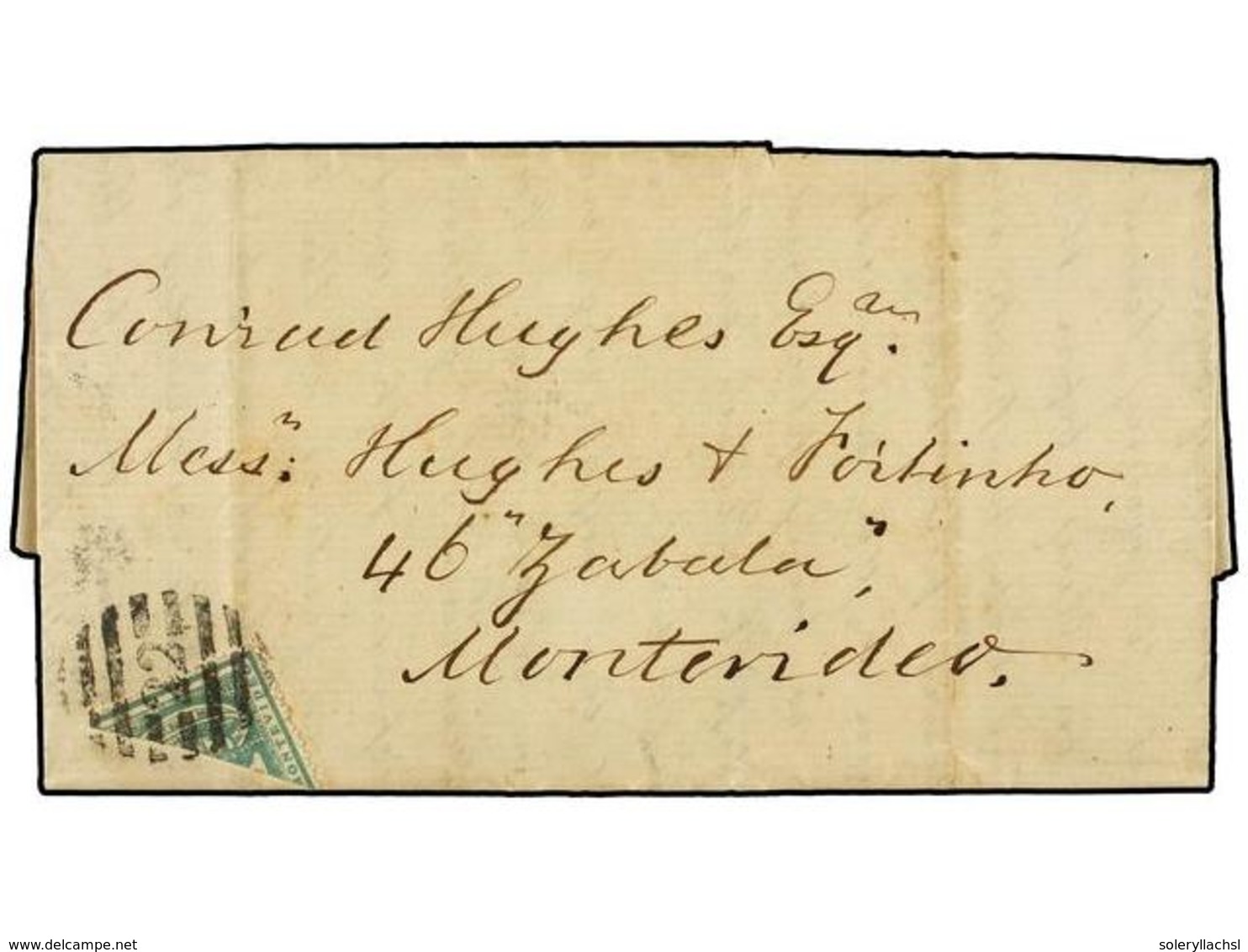 897 URUGUAY. Sc.36. 1874 (5 Junio). LA PAZ A MONTEVIDEO. <B>10 Cts.</B> Bisectado Para Ser Usado Como <B>4 Cts.</B> Mat. - Andere & Zonder Classificatie