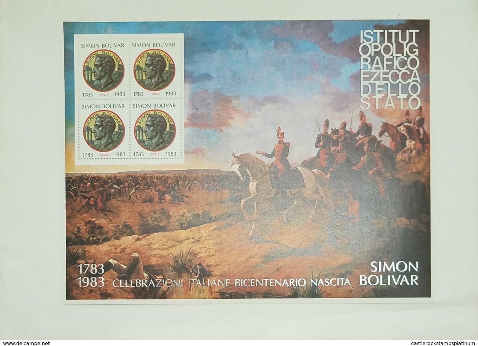 O) 1983 ITALY, SIMON BOLIVAR- BATTLE- FROM 1793 TO 1983, SOUVENIR MNH - Other & Unclassified