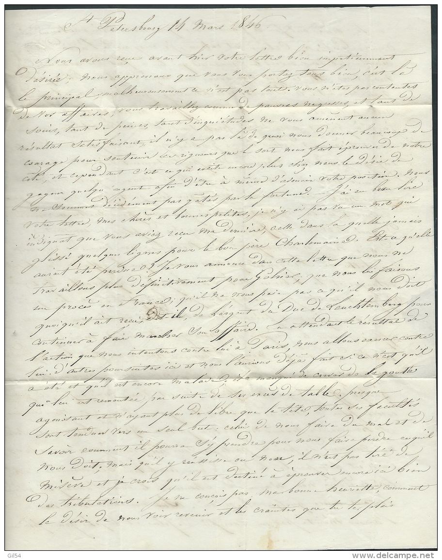 Lettre De Saint Pétersbourg écrite Pour  Bernay ( Eure ) En 1846  , Lac De 3 Pages -  Kub2507 - ...-1857 Vorphilatelie