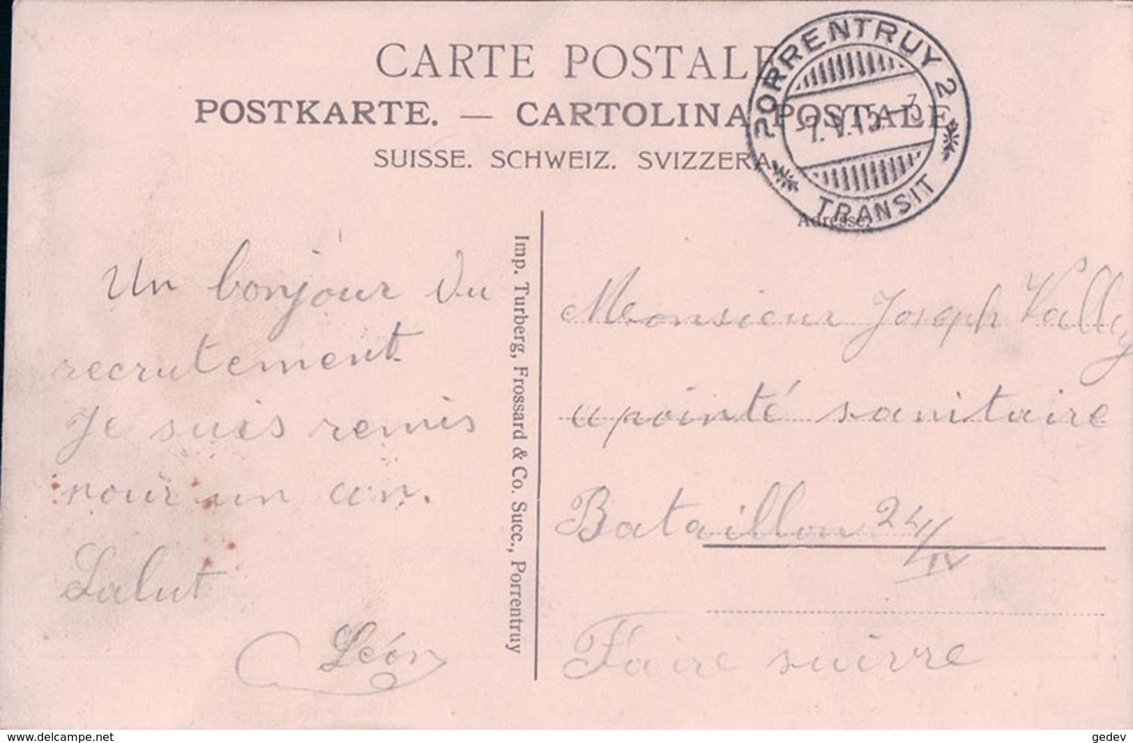 Porrentruy, Biplan Français Atteri En Suisse Le 5 Avril 1915 (7.5.1915) - Weltkrieg 1914-18