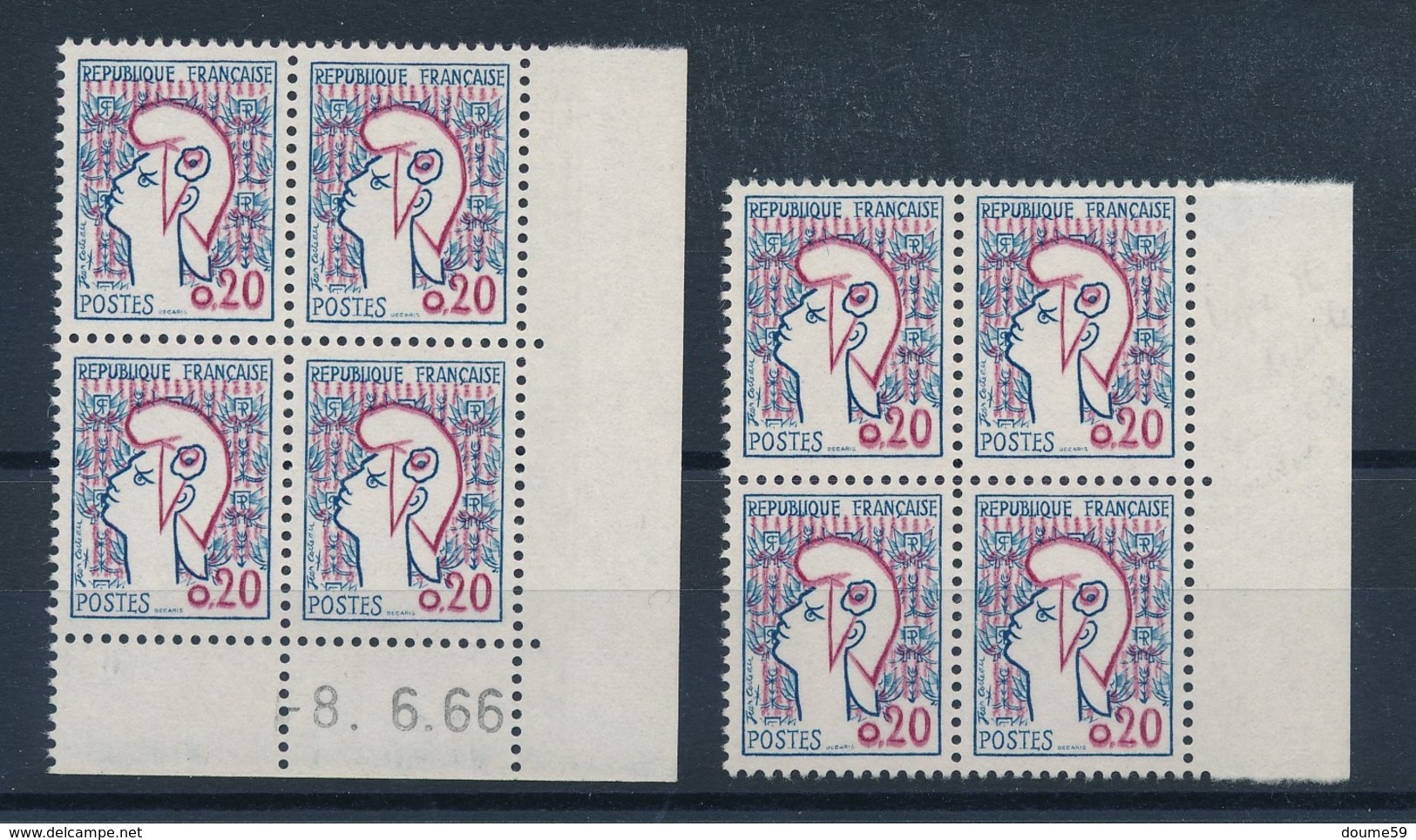 BI-673:FRANCE: Lot  Avec Marianne De Cocteau Type 2   N°1282a** - Neufs