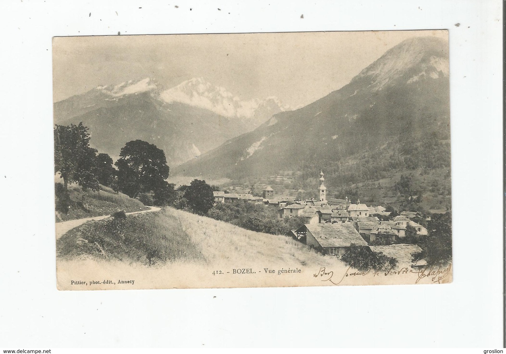 BOZEL (SAVOIE) 412 VUE GENERALE PANORAMIQUE AVEC EGLISE 1904 - Bozel