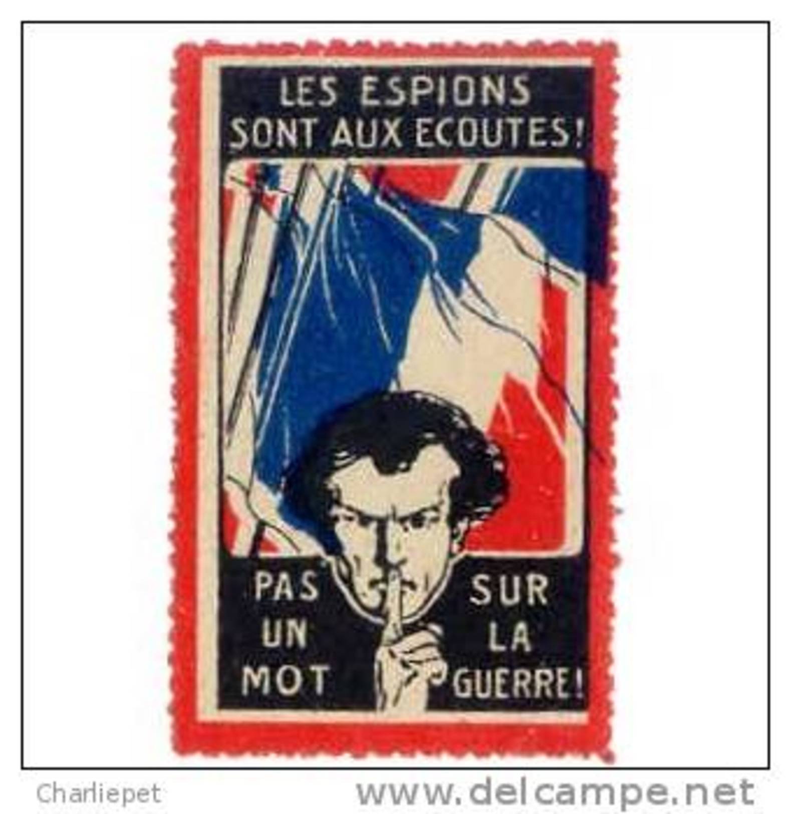 France WWI Anti-Spying Vignette Cinderella Poster Stamp - Other & Unclassified