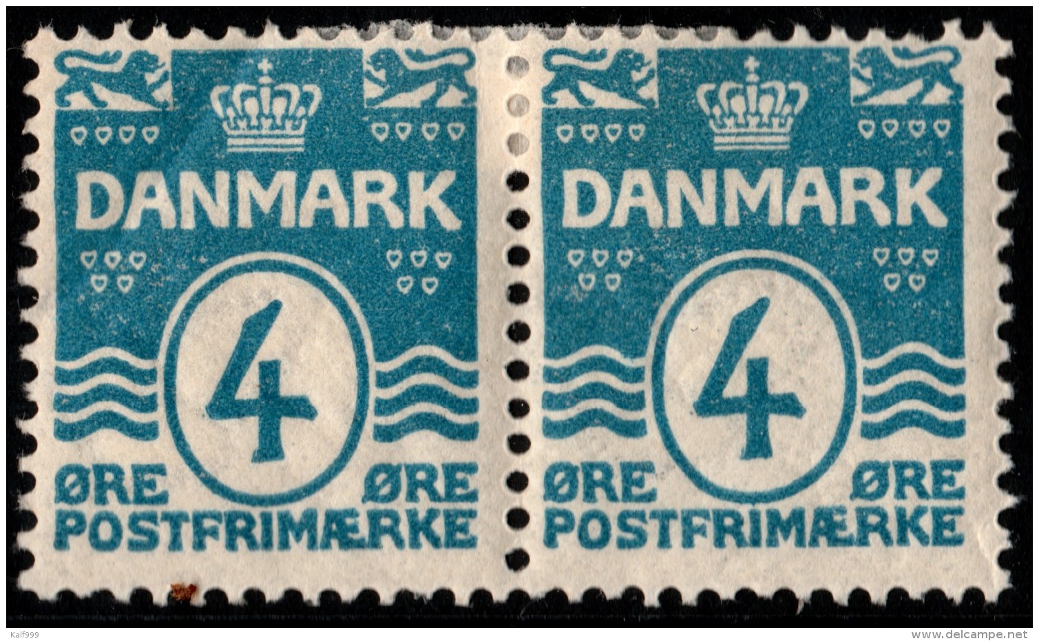 ~~~ Denmark 1905 - Coat Of Arms Perf 12.75 Great Pair - Mi. 45 A * MH OG  - CV 11 &euro; ++ ~~~ - Nuevos