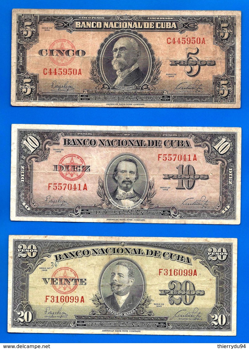 Lot Cuba 5 10 20 Pesos 1949 Peso Centavos Kuba Paypal Skrill Bitcoin OK - Cuba