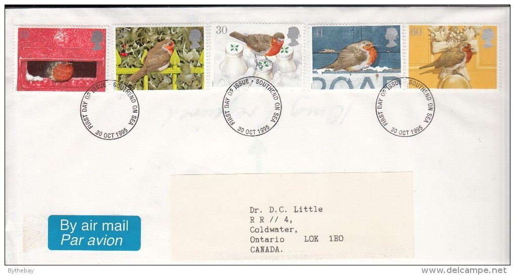 Great Britain FDC Scott #1634-#1638 Set Of 5 Robins - Christmas - 1991-2000 Em. Décimales
