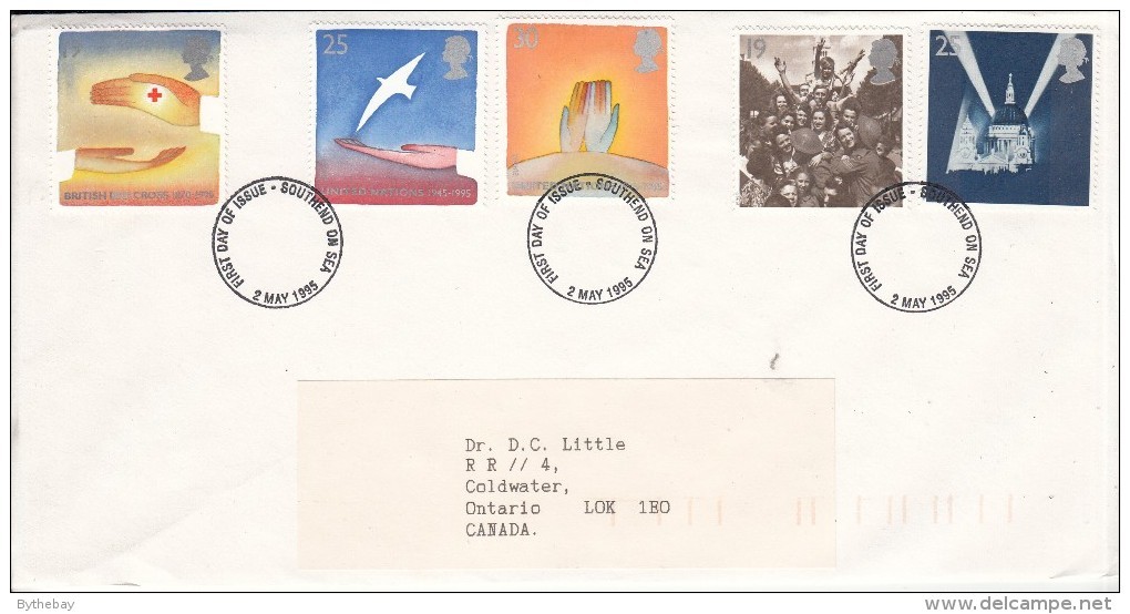 Great Britain FDC Scott #1611-#1615 Set Of 5 Red Cross 125th, End Of WWII, EUROPA - 1991-2000 Em. Décimales