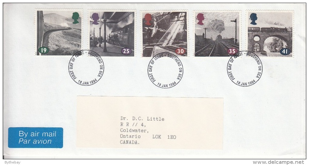 Great Britain FDC Scott #1533-#1537 Set Of 5 Steam Trains - 1991-2000 Em. Décimales