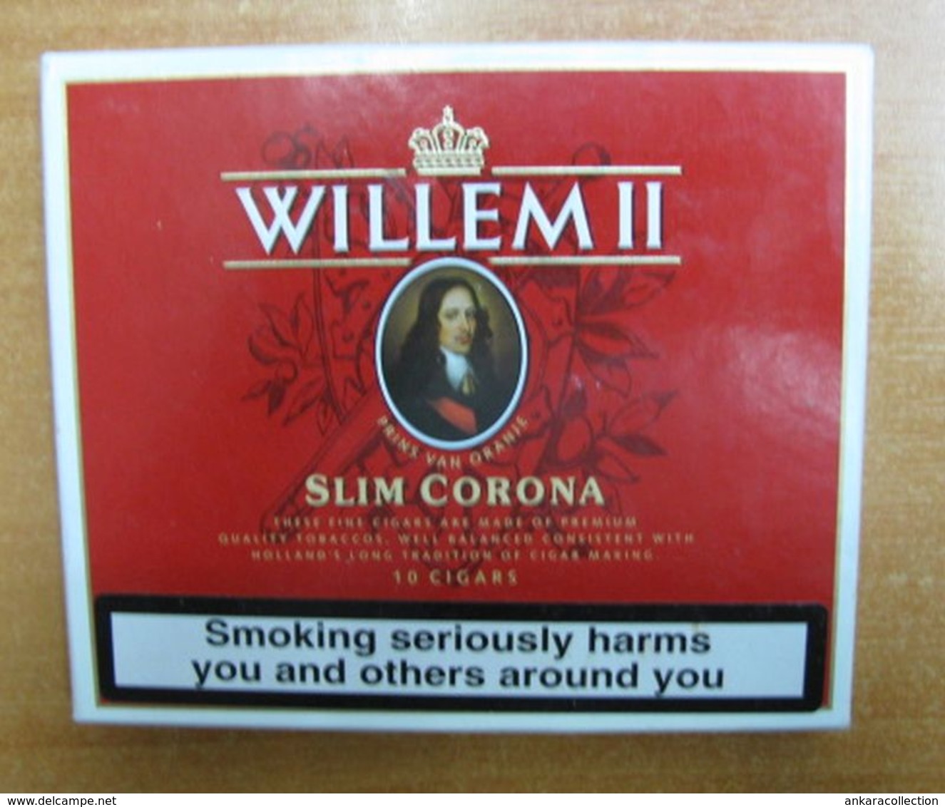 AC - WILLEM II SLIM CORONA  NETHERLANDS 10 CIGARS OPENED PAPERBOARD BOX FOR COLLECTION - Other & Unclassified