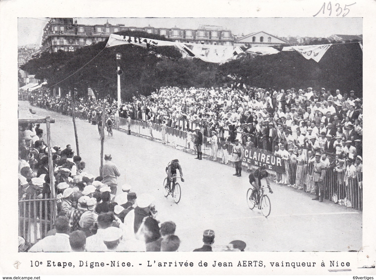 CYCLISME, Tour De France 1935, 10éme étape Digne-Nice, L'arrivée De Jean Aerts, Vainqueur à Nice - Altri & Non Classificati