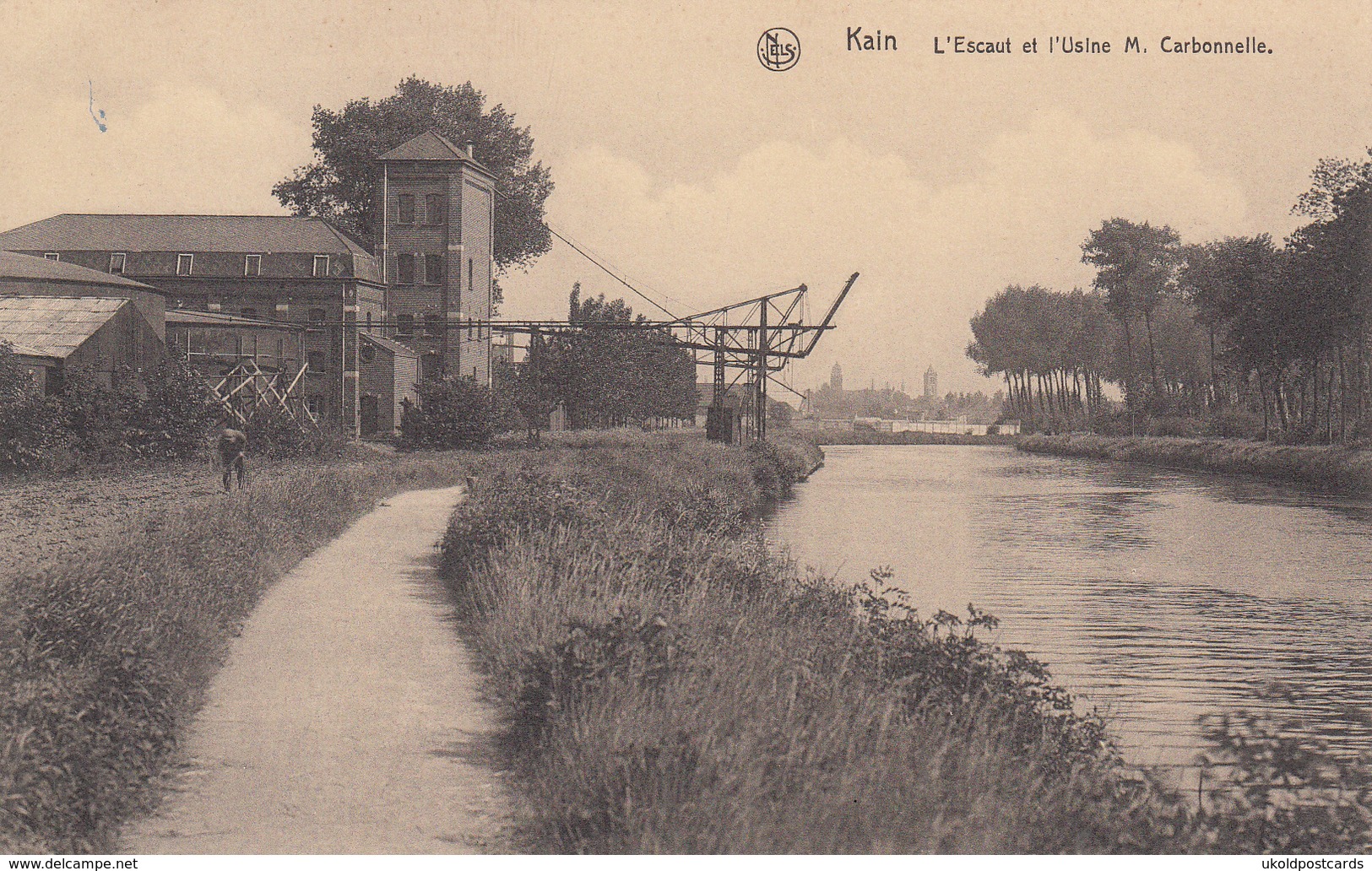 CPA -  Belgique, KAIN, L'Escaut Et L'Usine M. Carbonnelle - Tournai