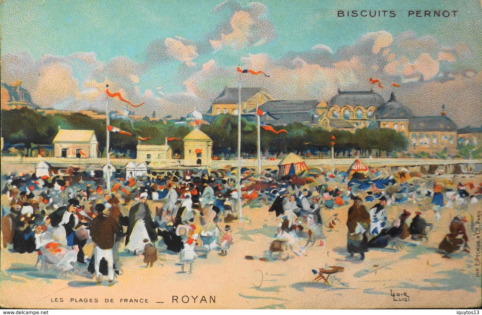 CPA. - Peintre & Illustrateur LOIR LUIGI - Les Plages De France - ROYAN - Publicite Biscuits Pernot - TBE - Loir