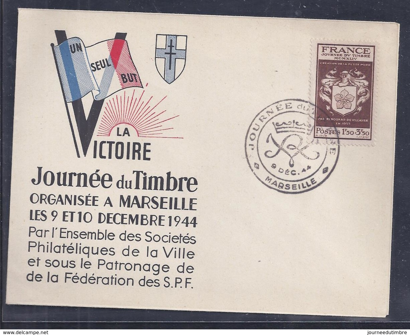 Enveloppe Locale Journee Du Timbre 1944 Marseille Petit Format - Lettres & Documents