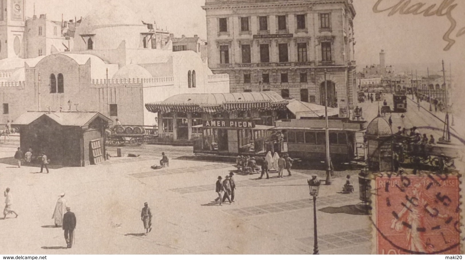 ALGERIE.ALGER.PLACE DU GOUVERNEMENT ET PALAIS CONSULAIRE.CIRCULE 1905. - Algiers